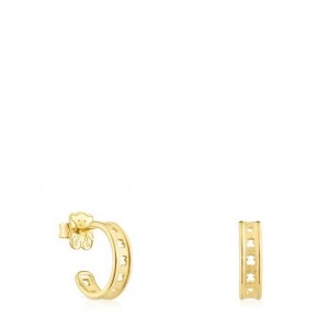 Tous Bear Row Hoop Women's Earrings 18k Gold | XSF523016 | Usa