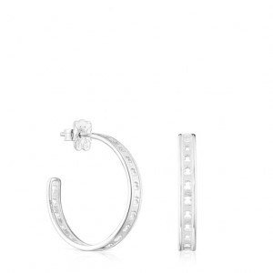 Tous Bear Row Hoop Women's Earrings Silver | LMV412680 | Usa