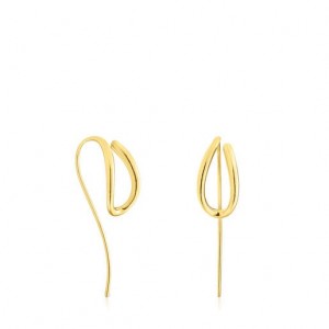 Tous Bent Long Women's Earrings 18k Gold | URH164308 | Usa