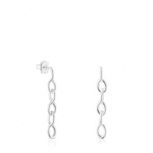 Tous Bent Long Women's Earrings Silver | NVE139740 | Usa