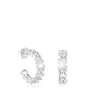 Tous Bold Motif Hoop Women's Earrings Silver | GHN172389 | Usa