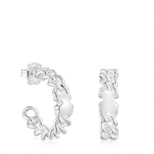 Tous Bold Motif Hoop Women's Earrings Silver | QJR680745 | Usa