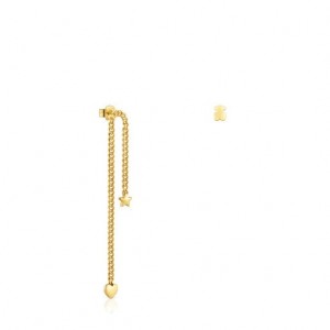 Tous Bold Motif Long Women's Earrings 18k Gold | LHQ640931 | Usa