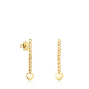 Tous Bold Motif Long Women's Earrings 18k Gold | QWU392407 | Usa