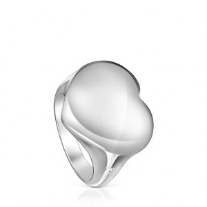 Tous Bold Motif Signet Women's Rings Silver | WQT046581 | Usa