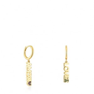 Tous Crossword Hoop Women's Earrings 18k Gold | DWP394715 | Usa