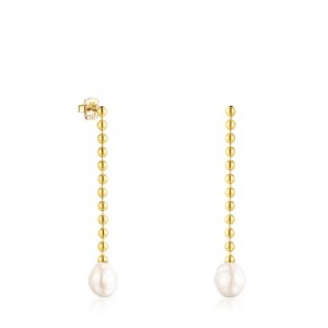 Tous Gloss Long Women's Earrings 18k Gold | POU306587 | Usa