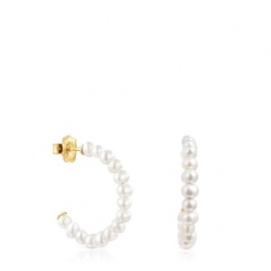 Tous Gloss Pearl Women's Earrings 18k Gold | VYS712485 | Usa