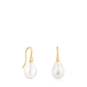 Tous Gloss Pearl Women's Earrings 18k Gold | QDV097368 | Usa