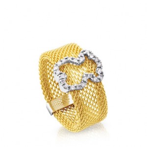 Tous Icon Mesh Diamond Women's Rings 18k Gold | XLJ609758 | Usa