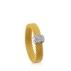 Tous Icon Mesh Diamond Women's Rings 18k Gold | OYJ582674 | Usa