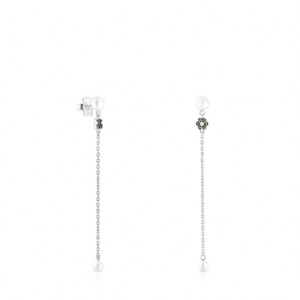 Tous New Motif Long Women's Earrings Silver | KUG470621 | Usa