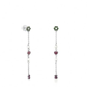 Tous New Motif Long Women's Earrings Silver | VBO768514 | Usa