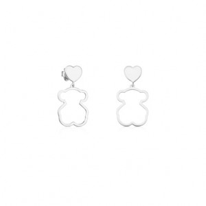 Tous New Silueta Long Women's Earrings Silver | KGX870251 | Usa