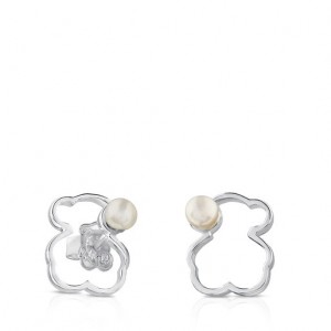 Tous Silueta Pearl Women's Earrings Silver | PBR284510 | Usa