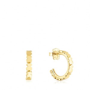 Tous Straight Hoop Women's Earrings 18k Gold | FUN019264 | Usa