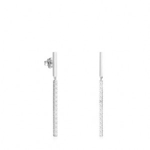 Tous Straight Long Women's Earrings Silver | FKR056239 | Usa