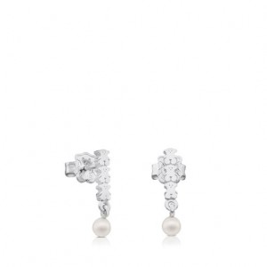 Tous Straight Pearl Women's Earrings Silver | KBL896724 | Usa