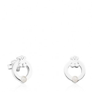 Tous Super Power Pearl Women's Earrings Silver | HIP452830 | Usa