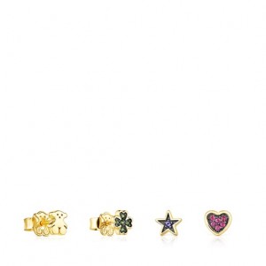 Tous Teddy Bear Stars Small Women's Earrings 18k Gold | YWK682394 | Usa