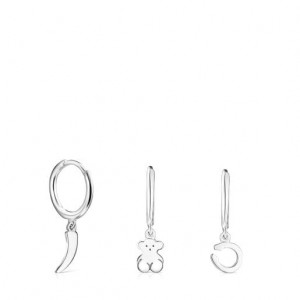 Tous Tous Good Vibes Hoop Women's Earrings Silver | DSQ713869 | Usa