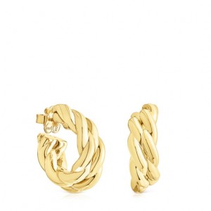 Tous Twisted Hoop Women's Earrings 18k Gold | IMH174380 | Usa