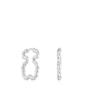 Tous Twisted Hoop Women's Earrings Silver | FMX139247 | Usa