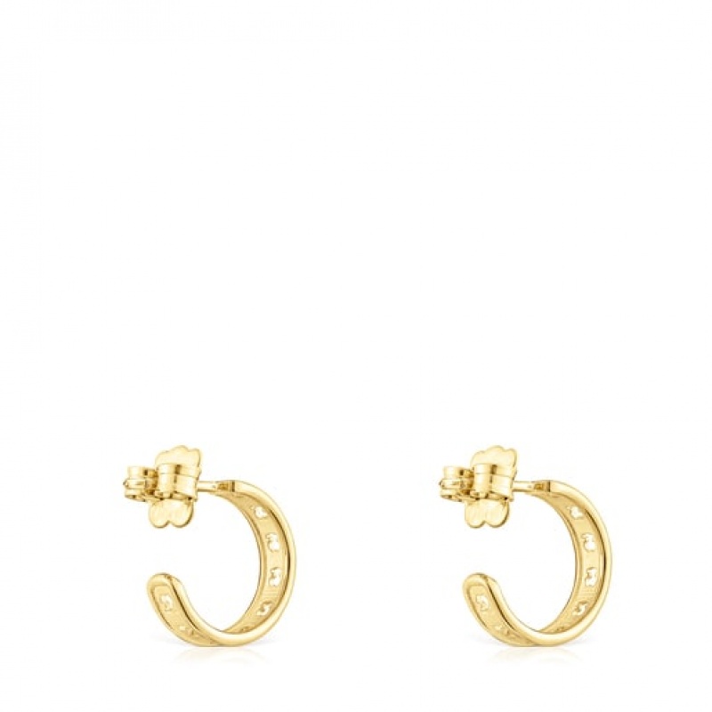 Tous Bear Row Hoop Women's Earrings 18k Gold | XSF523016 | Usa