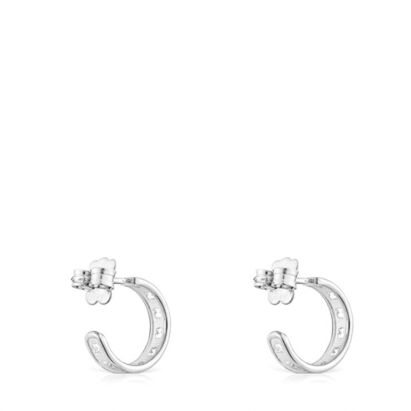 Tous Bear Row Hoop Women's Earrings Silver | URQ045631 | Usa