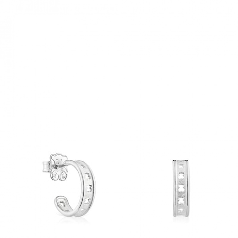 Tous Bear Row Hoop Women\'s Earrings Silver | URQ045631 | Usa