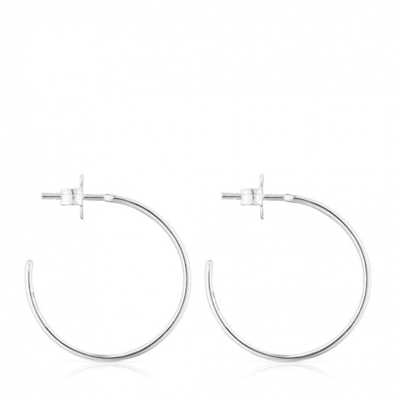 Tous Bear Row Hoop Women's Earrings Silver | LMV412680 | Usa