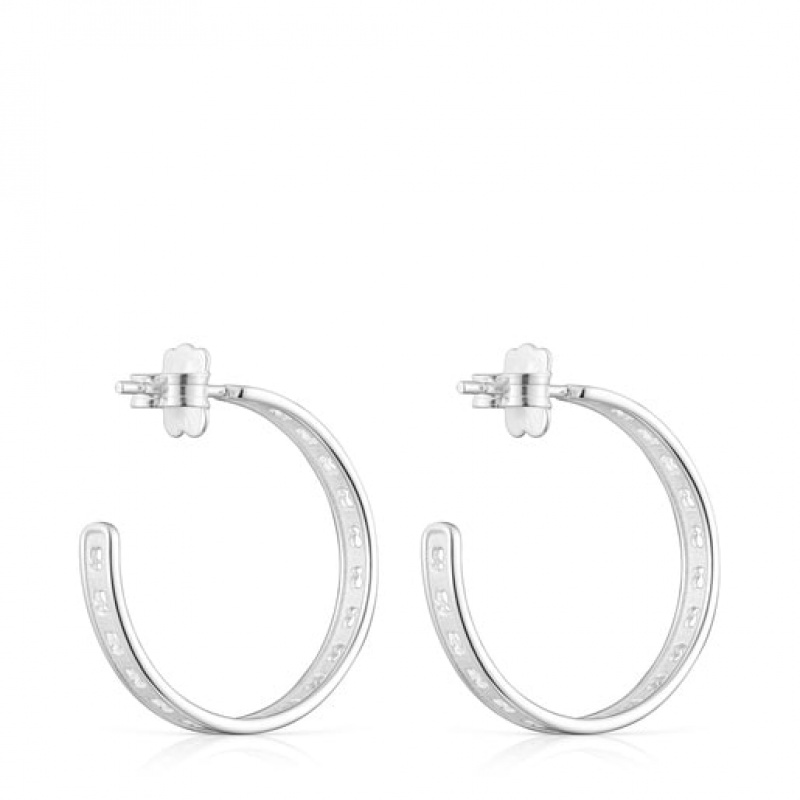 Tous Bear Row Hoop Women's Earrings Silver | LMV412680 | Usa