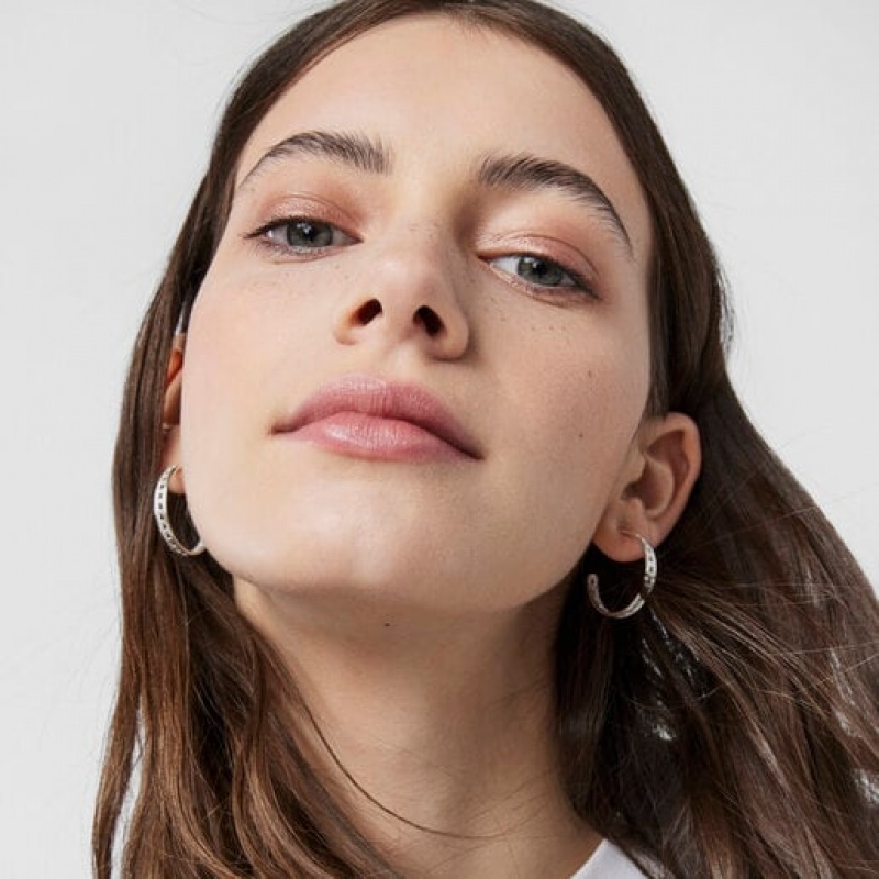 Tous Bear Row Hoop Women's Earrings Silver | LMV412680 | Usa