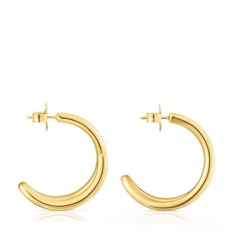 Tous Bent Hoop Women's Earrings 18k Gold | DKW781264 | Usa