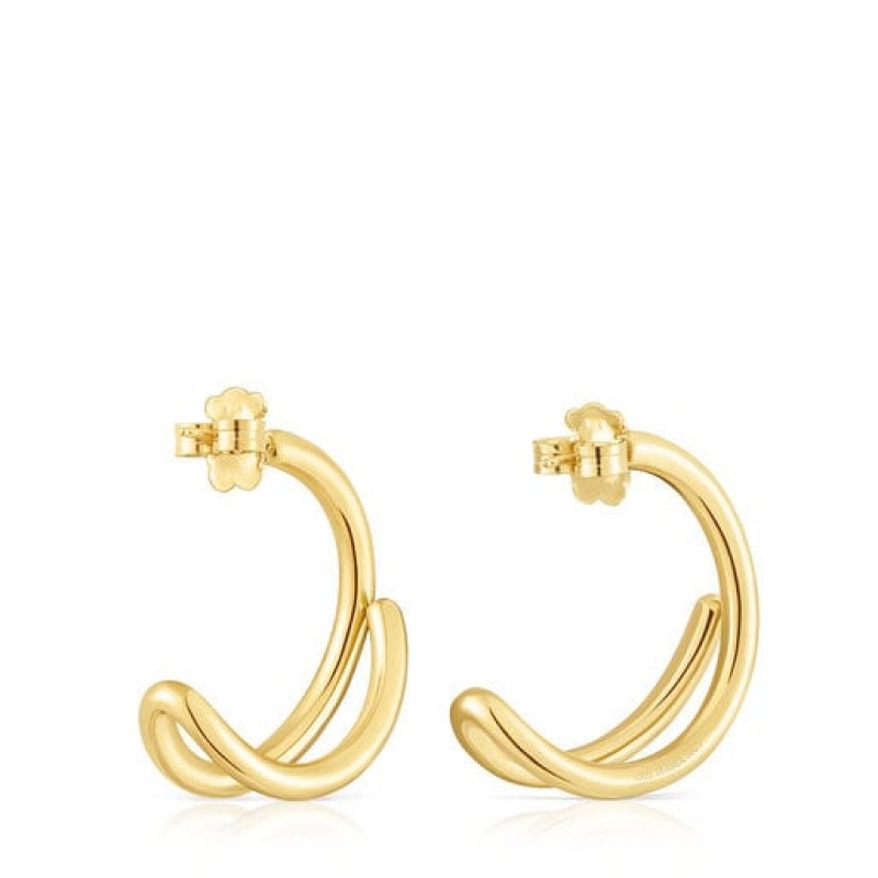 Tous Bent Hoop Women's Earrings 18k Gold | DKW781264 | Usa