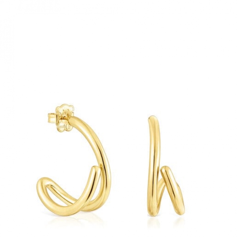 Tous Bent Hoop Women\'s Earrings 18k Gold | DKW781264 | Usa