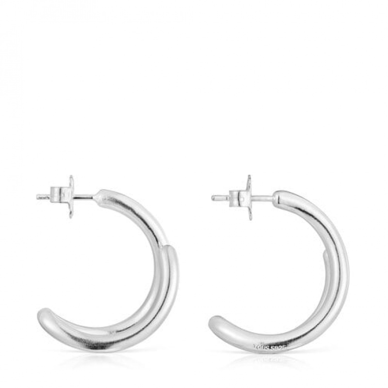 Tous Bent Hoop Women's Earrings Silver | MCV430298 | Usa