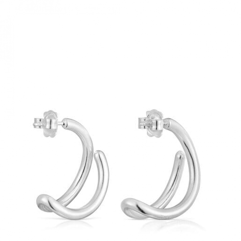 Tous Bent Hoop Women's Earrings Silver | MCV430298 | Usa