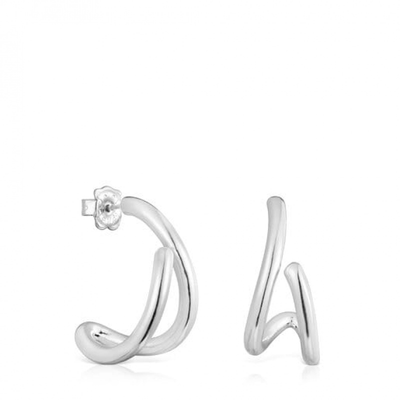 Tous Bent Hoop Women\'s Earrings Silver | MCV430298 | Usa