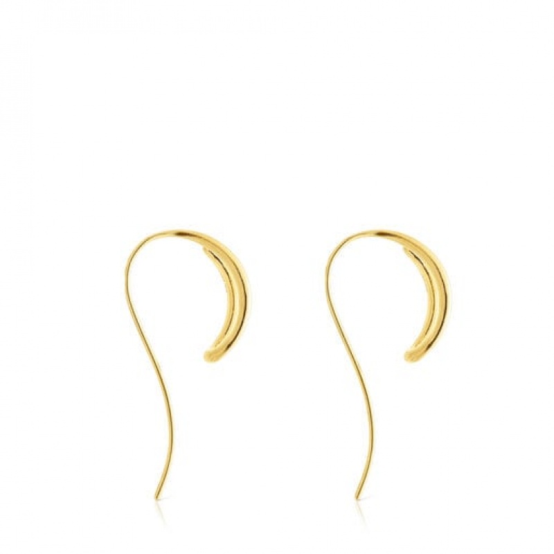 Tous Bent Long Women's Earrings 18k Gold | URH164308 | Usa