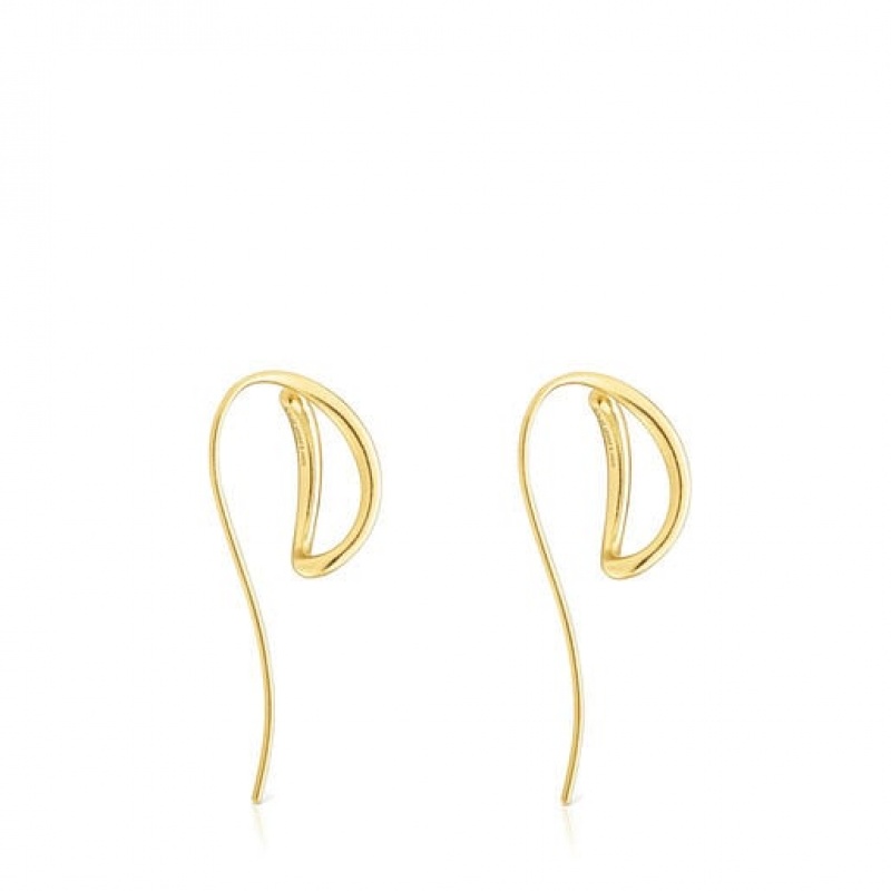 Tous Bent Long Women's Earrings 18k Gold | URH164308 | Usa