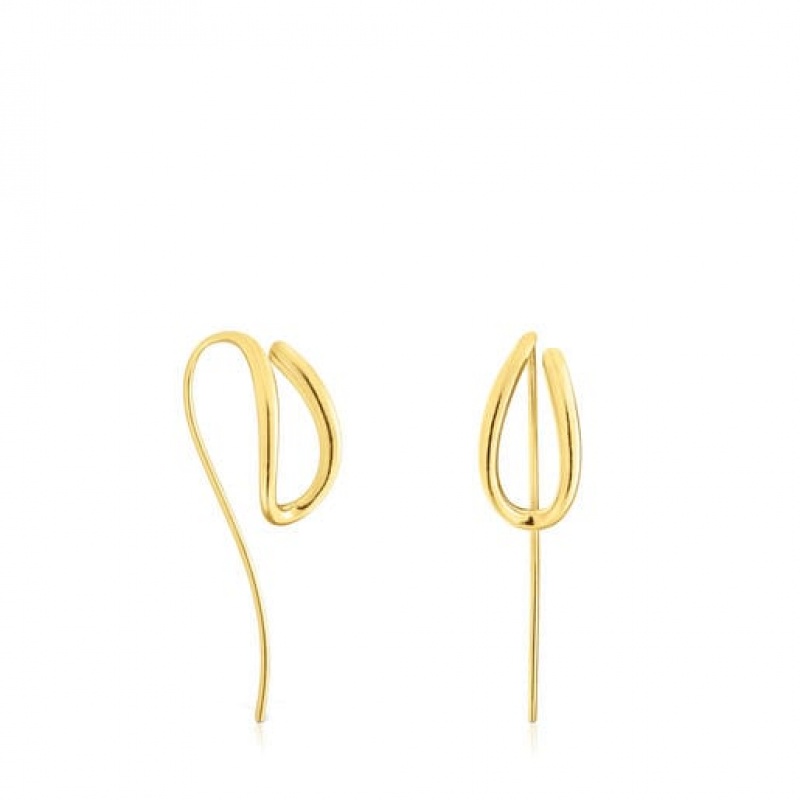 Tous Bent Long Women\'s Earrings 18k Gold | URH164308 | Usa