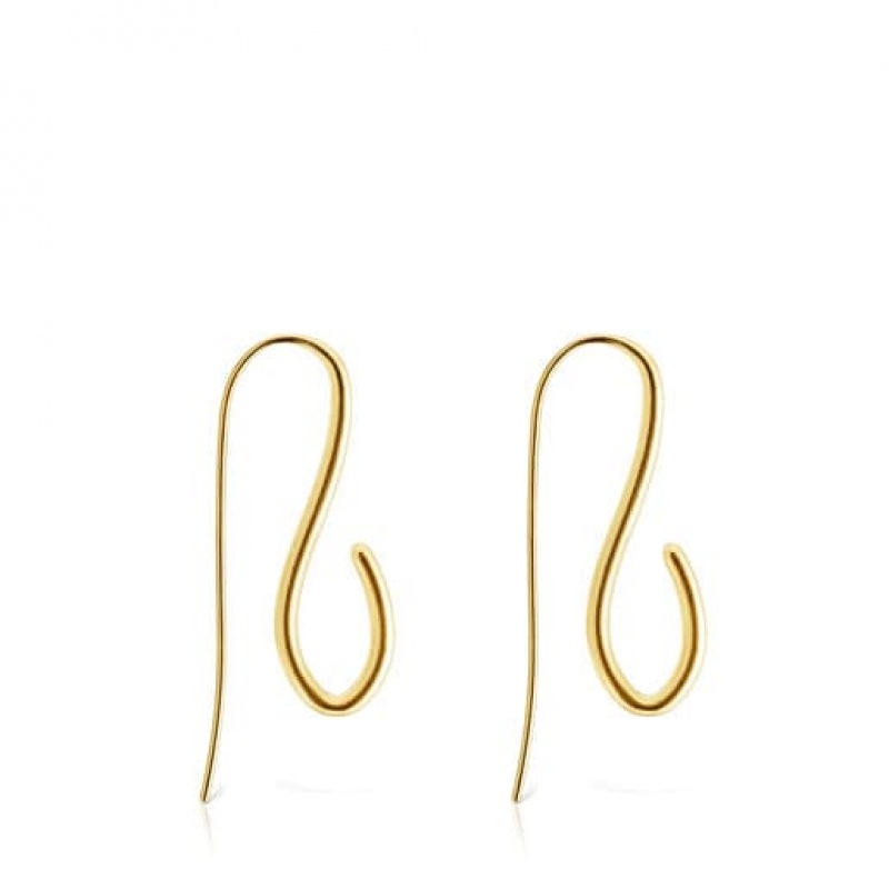 Tous Bent Long Women's Earrings 18k Gold | GLM917503 | Usa