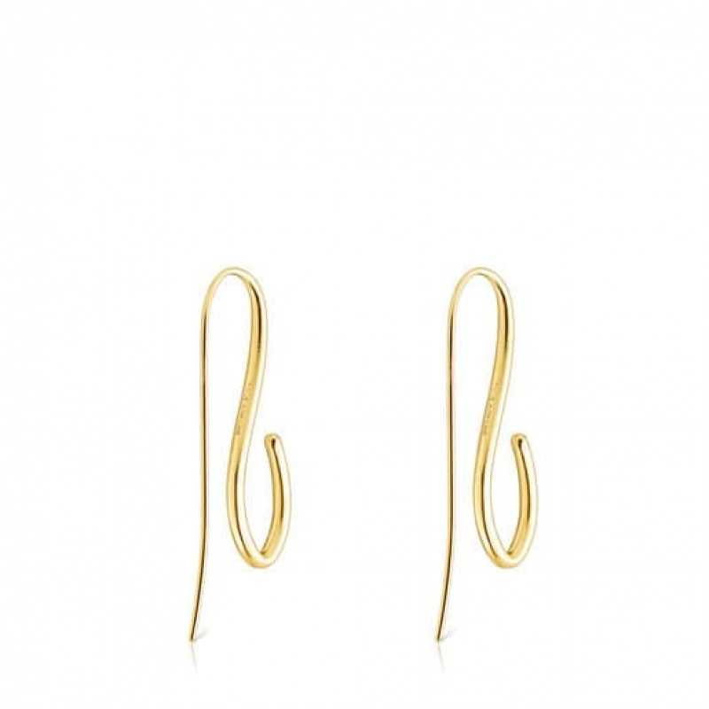 Tous Bent Long Women's Earrings 18k Gold | GLM917503 | Usa