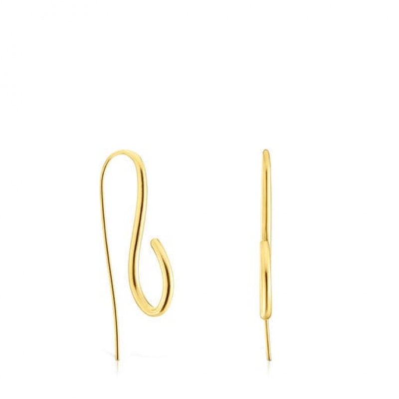 Tous Bent Long Women\'s Earrings 18k Gold | GLM917503 | Usa