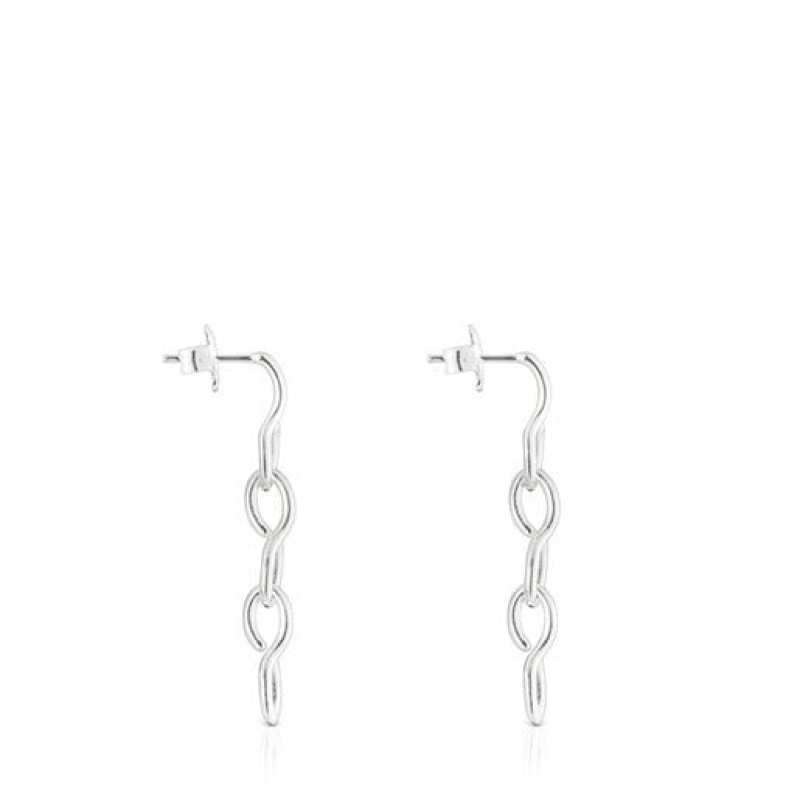 Tous Bent Long Women's Earrings Silver | NVE139740 | Usa