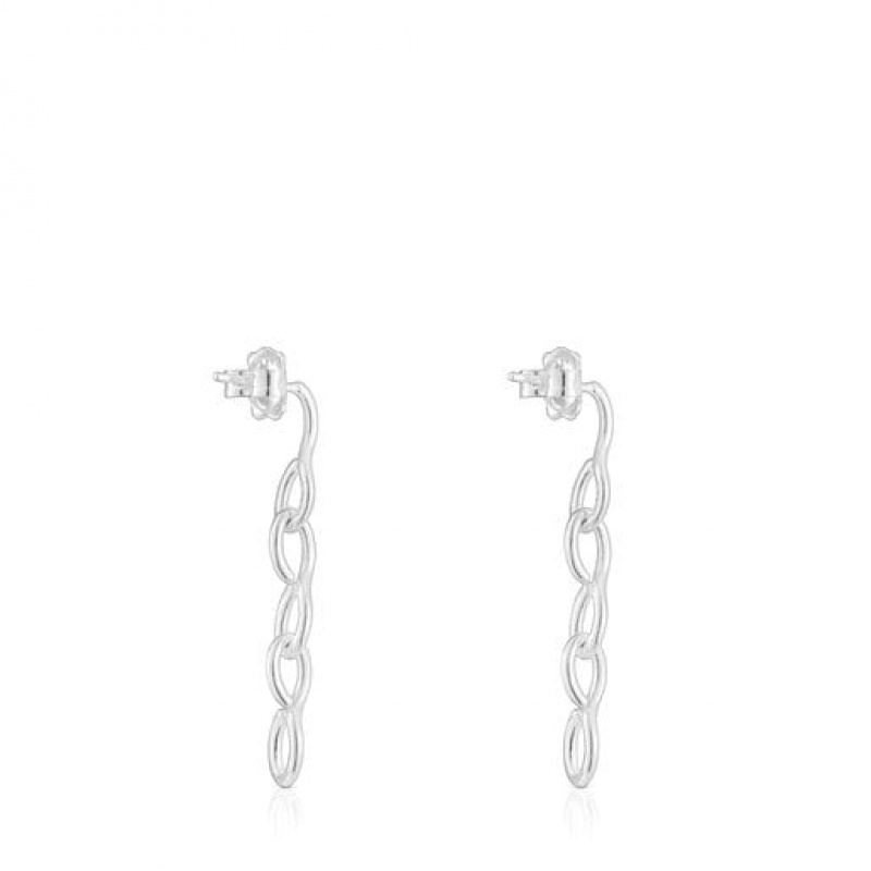 Tous Bent Long Women's Earrings Silver | NVE139740 | Usa