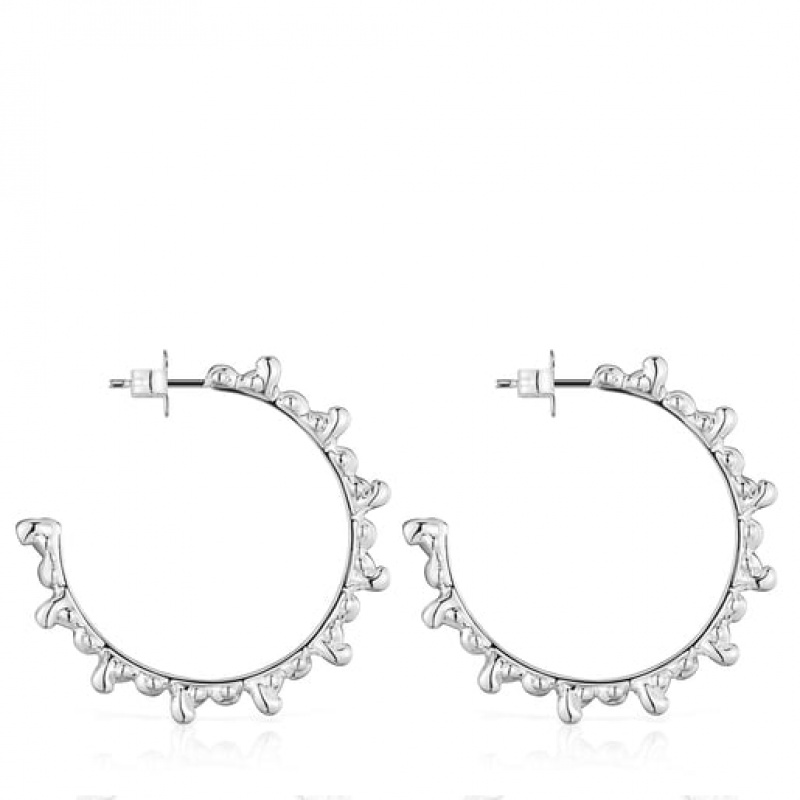 Tous Bold Bear Hoop Women's Earrings Silver | BAZ213684 | Usa