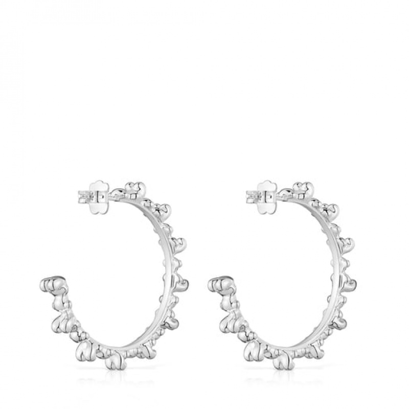 Tous Bold Bear Hoop Women's Earrings Silver | BAZ213684 | Usa