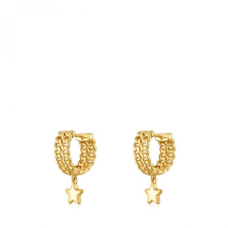 Tous Bold Motif Hoop Women's Earrings 18k Gold | OQN694075 | Usa